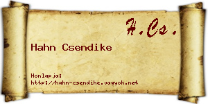 Hahn Csendike névjegykártya